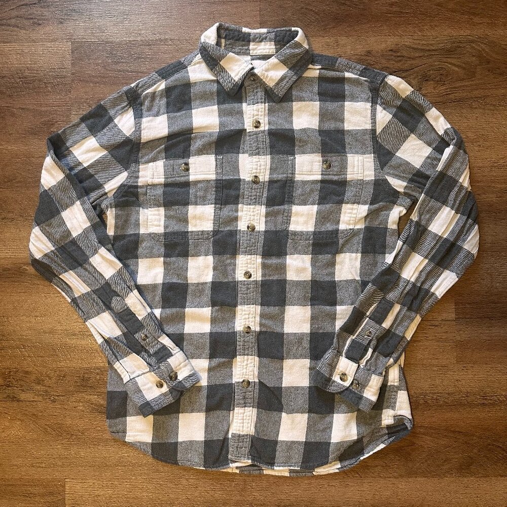 Sonoma Casual Button Down Mens Small Gray Plaid Preppy Flannel Shirt